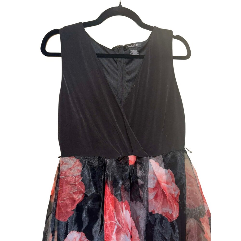 Black Floral Maxi Layered Dress Sz L - Picture 2 of 5